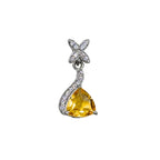 Citrine Trillion Pendant – Sterling Silver CZ Flower Drop, November Birthstone