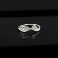 Sterling Silver CZ Wave Ring, Dual Pavé Crescent Open Band, Boho Stacker Jewelry