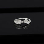 Sterling Silver CZ Wave Ring, Dual Pavé Crescent Open Band, Boho Stacker Jewelry
