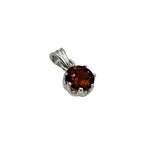 Round Garnet Solitaire Pendant in 925 Sterling Silver – Deep Red January Birthstone Necklace, Minimalist Gemstone Jewelry Gift for Her