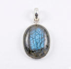 Labradorite Oval Pendant: Sterling Silver Celestial Necklace