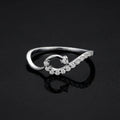 Silver Infinity Loop Ring, Cubic Zirconia Accents, Minimalist Promise Ring
