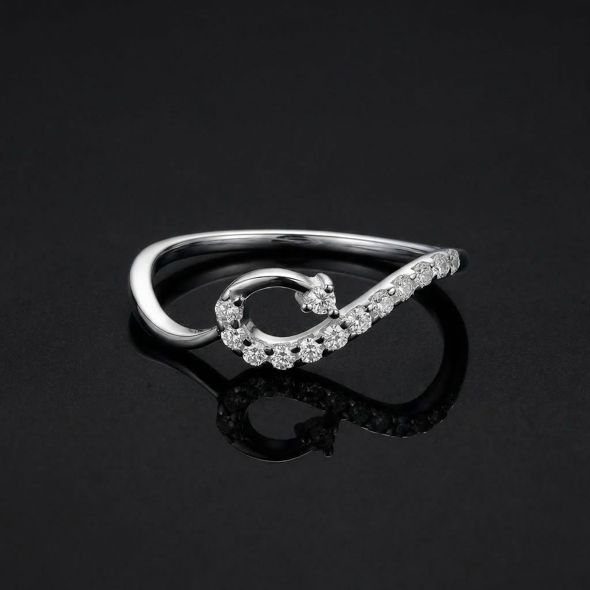 Silver Infinity Loop Ring, Cubic Zirconia Accents, Minimalist Promise Ring