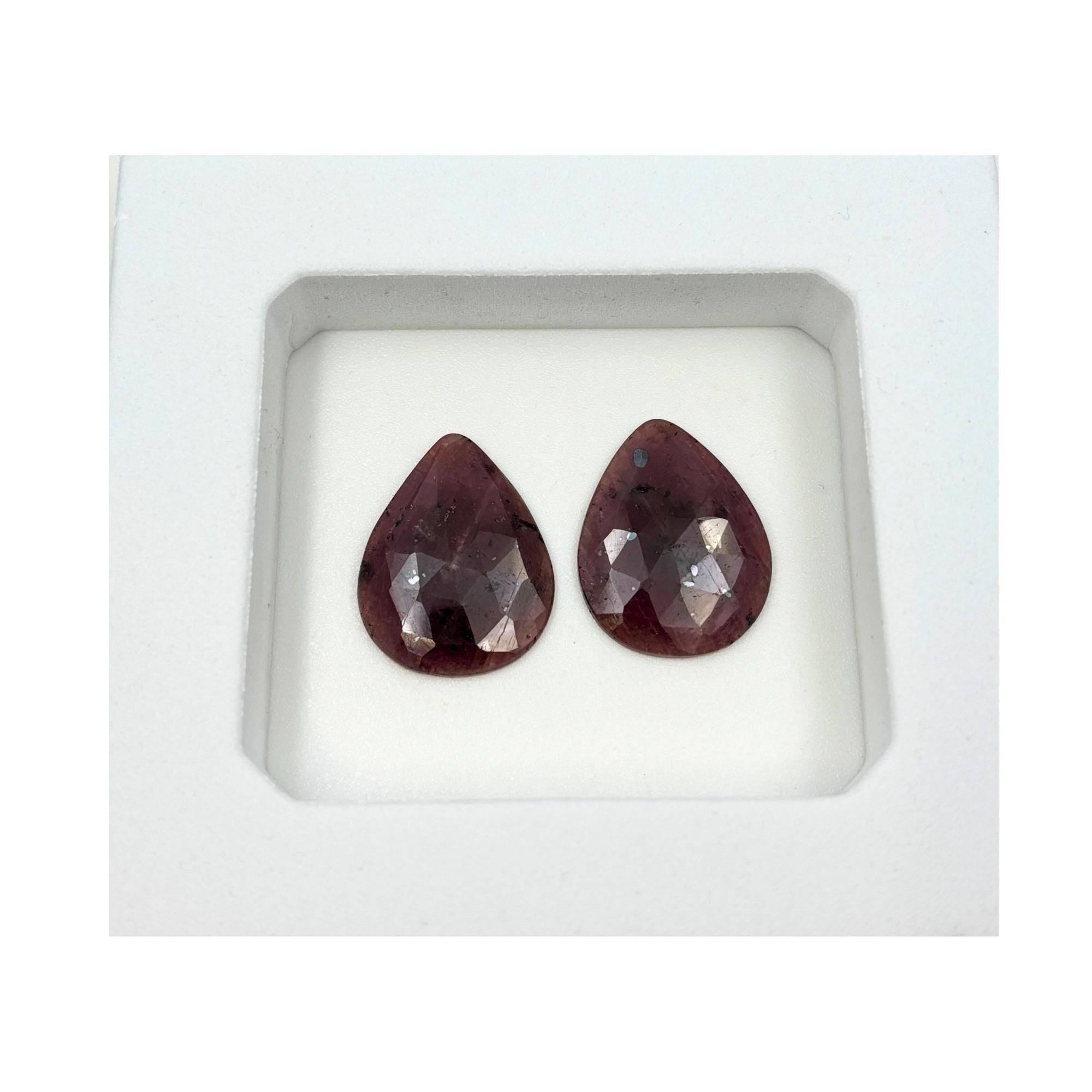 Rose Cut Sapphire Slices: Untreated Gemstone Pair, Fancy Shape