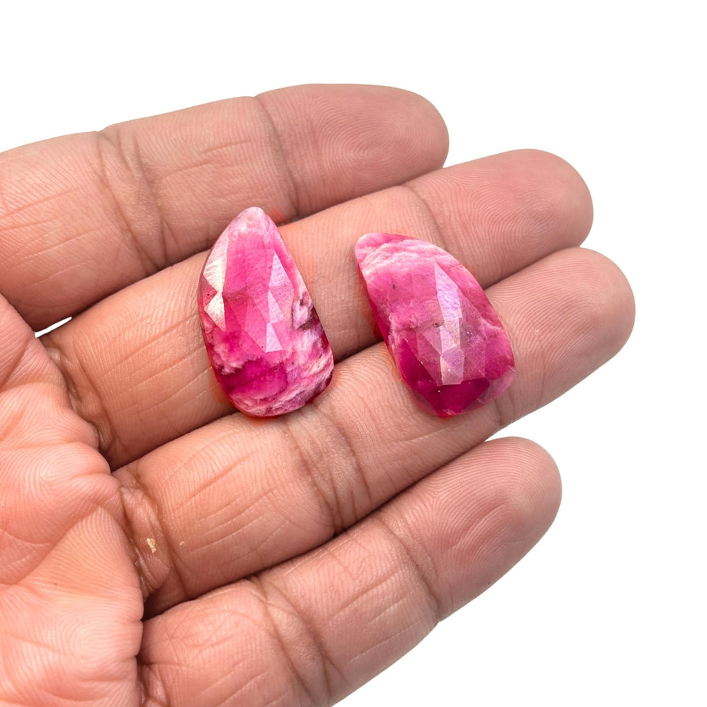 Rose Cut Pink Sapphire Slices: Natural Untreated Gemstone Pair