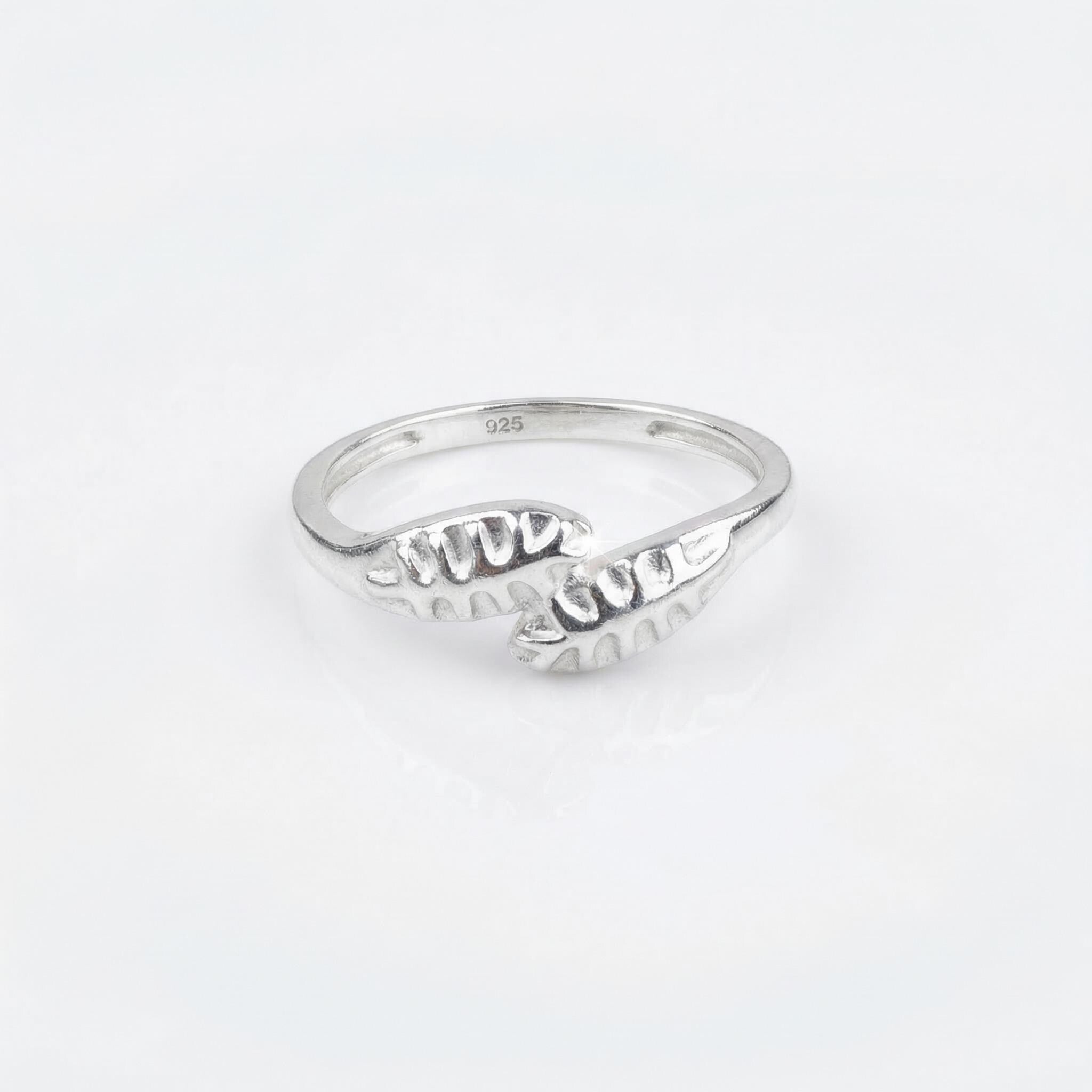 Sterling Silver Textured Wave Ring, Embossed Curved Band, Minimalist Stacker Jewelry