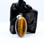 Tiger Eye Pendant Necklace, Oval Sterling Silver Gemstone Necklace, Handmade Protection Jewelry, Crystal Gift for Her
