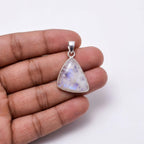 Sterling Silver Trillion Moonstone Pendant – Minimalist Boho Gemstone Necklace