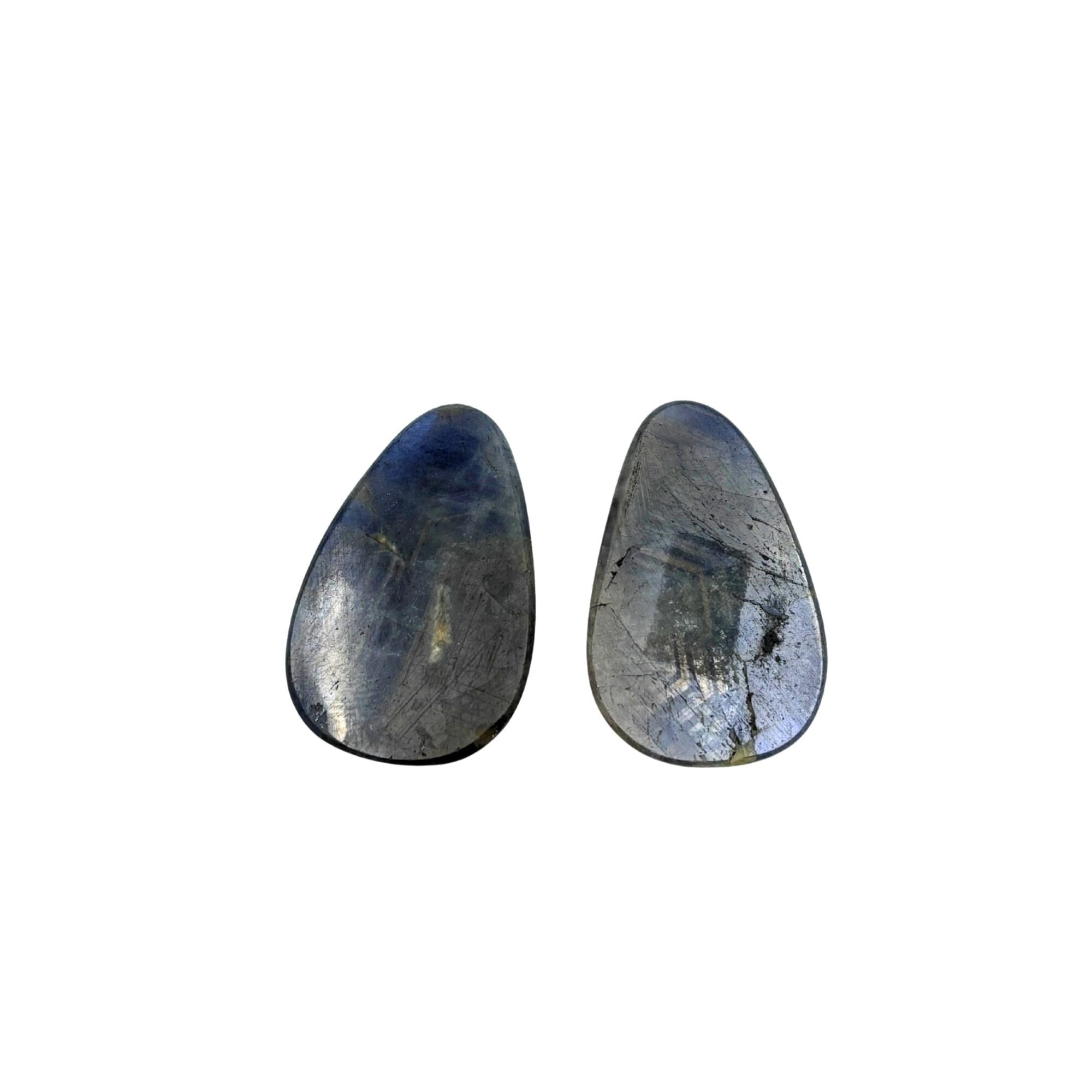 Rose Cut Sapphire Slices: Untreated Gemstone Pair for Jewelry