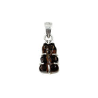 Smoky Quartz Teddy Bear Pendant in 925 Sterling Silver – Carved Crystal Gummy Bear Necklace Charm, Dark Gemstone Jewelry Gift for Her