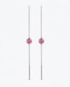 Pink Tourmaline Threader Earrings 925 Sterling Silver | Dainty Chain Drop | October Birthstone | Minimalist Jewelry