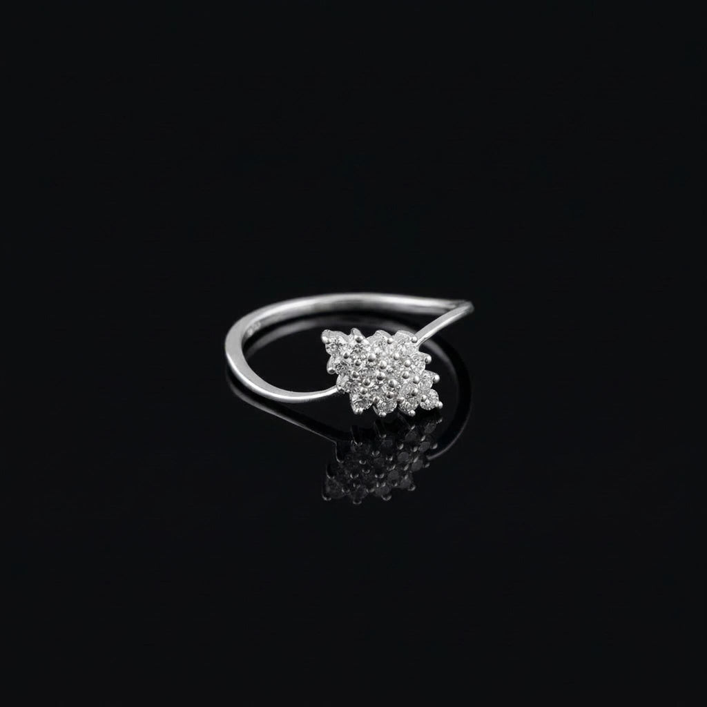 925 Sterling Silver CZ Starburst Ring, Pavé Cluster Band, Boho Stacking Jewelry