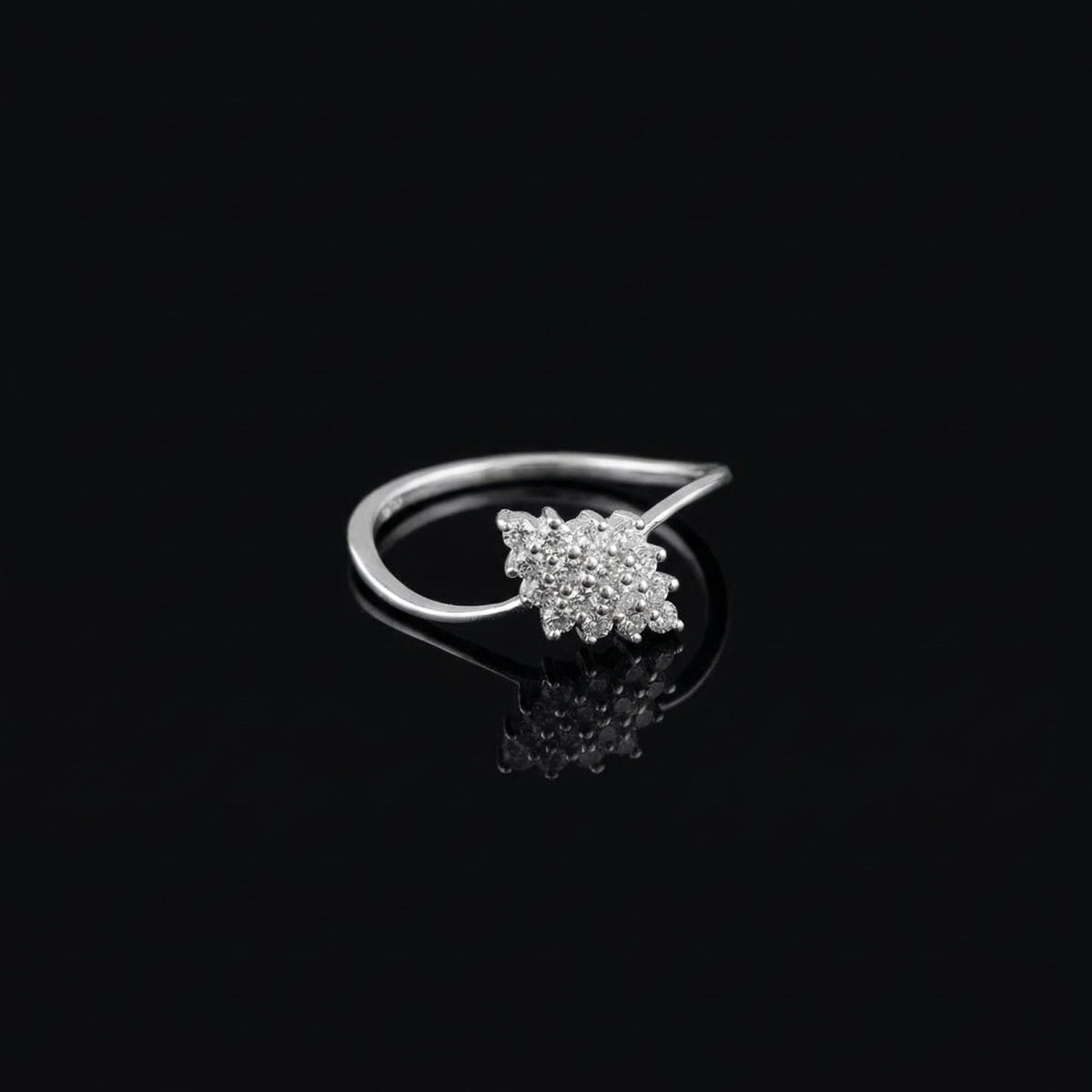 925 Sterling Silver CZ Starburst Ring, Pavé Cluster Band, Boho Stacking Jewelry