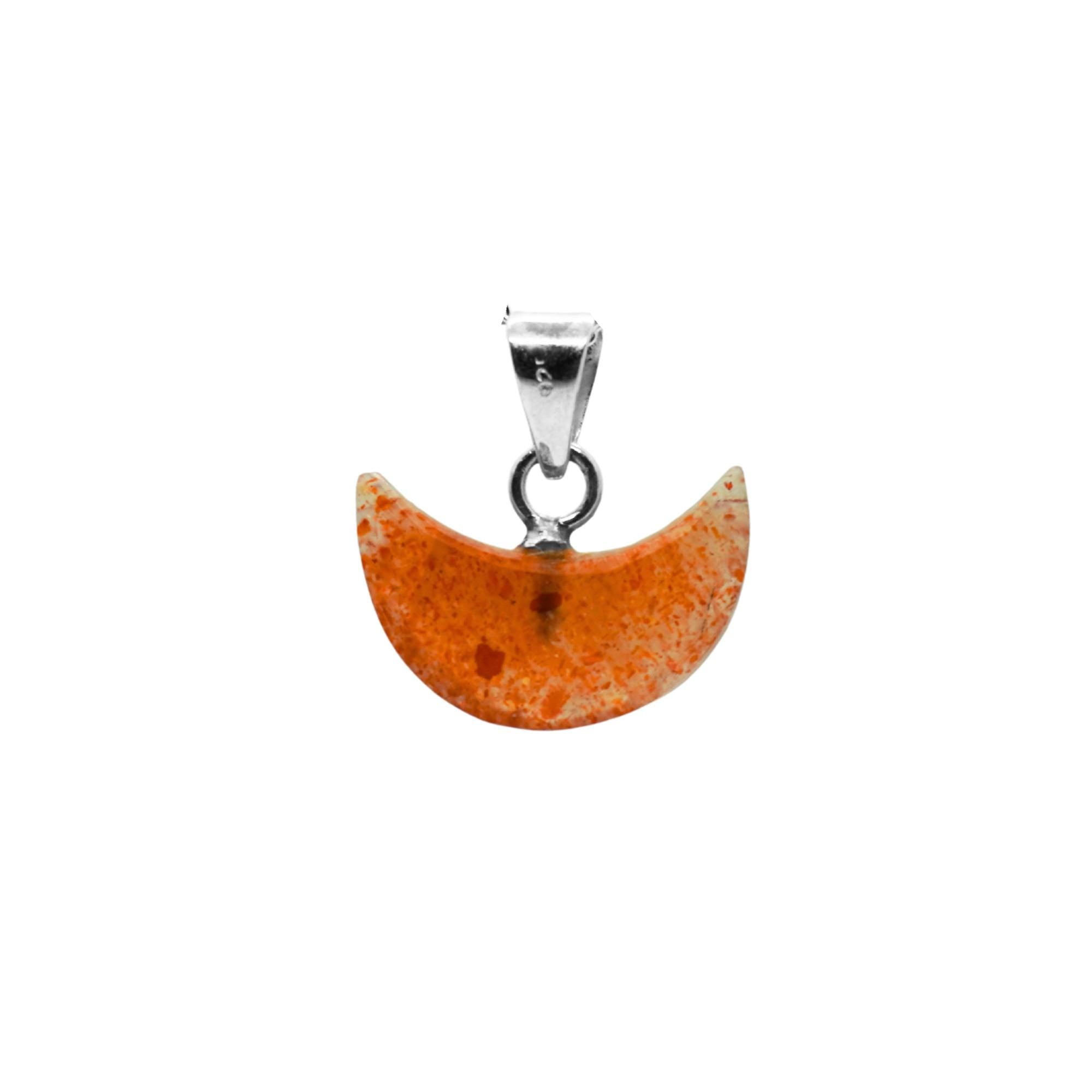Sunstone Half Moon Pendant: Sterling Silver Celestial Necklace