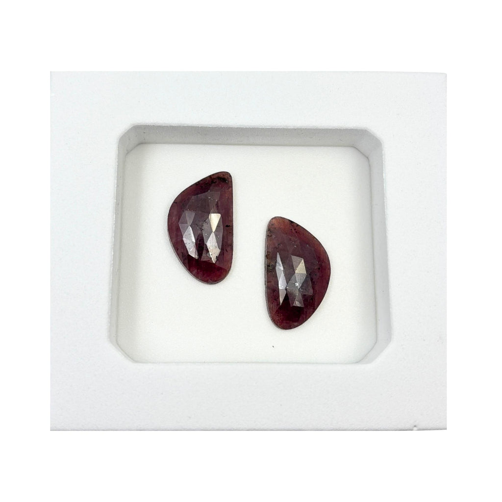 Rose Cut Sapphire Slices: Natural Untreated Gemstone Pair