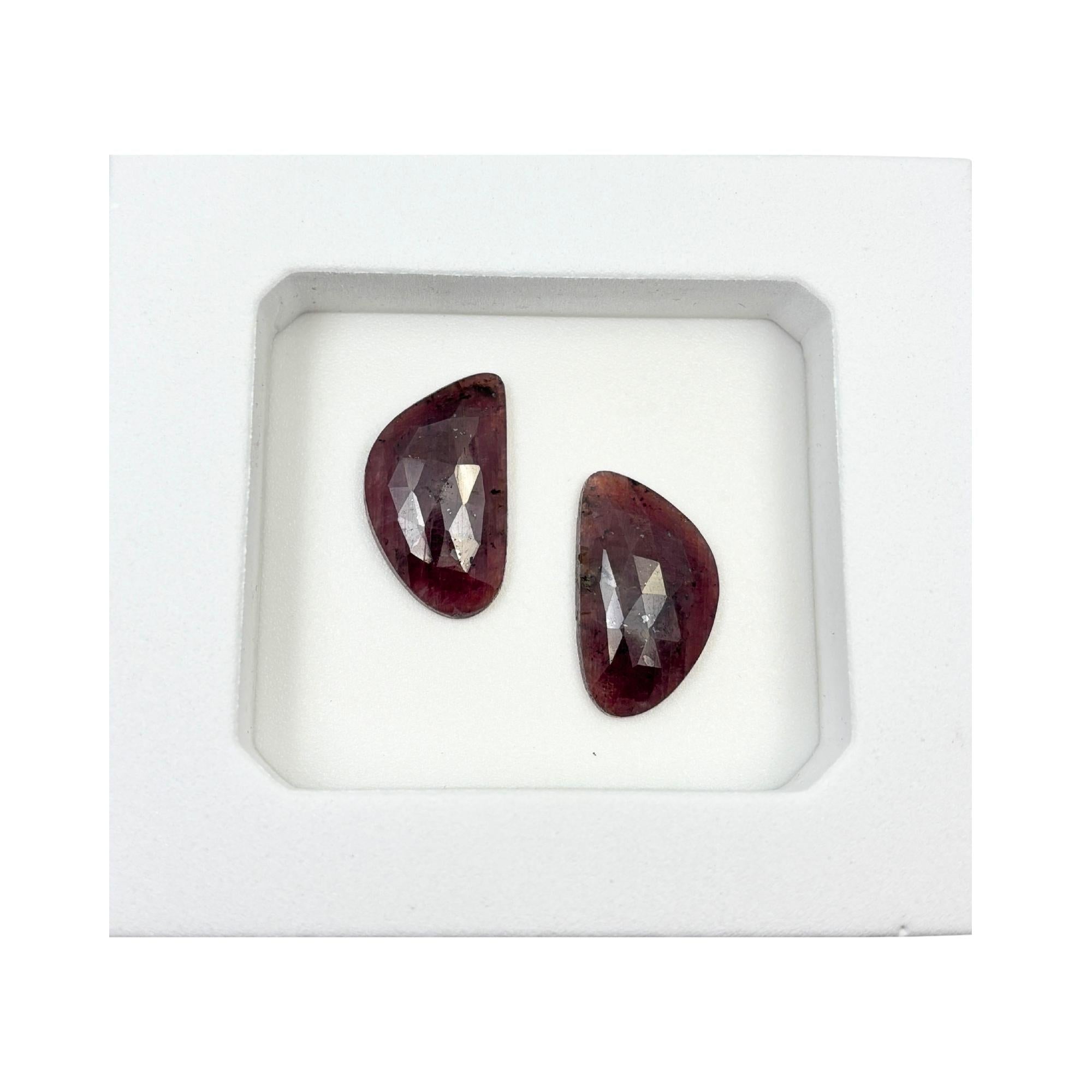 Rose Cut Sapphire Slices: Natural Untreated Gemstone Pair
