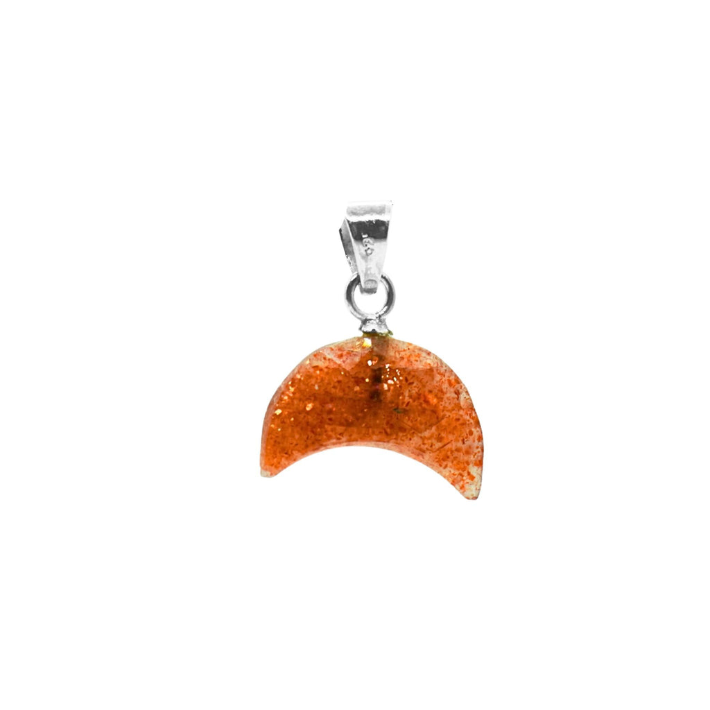 Sunstone Half Moon Pendant: Sterling Silver Celestial Necklace