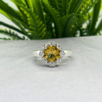 Natural Citrine & CZ Ring | 925 Sterling Silver | Gemstone Band | Handmade Jaipur
