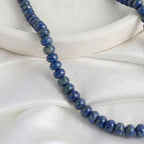 16 Inch Lapis Lazuli Necklace, Pyrite Faceted Rondelle Beads 7-9MM, Blue Gemstone Beaded Necklace, Gift for Her