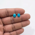 Natural Oval Turquoise Stud Earrings 925 Sterling Silver - December Birthstone Natural Cabochon