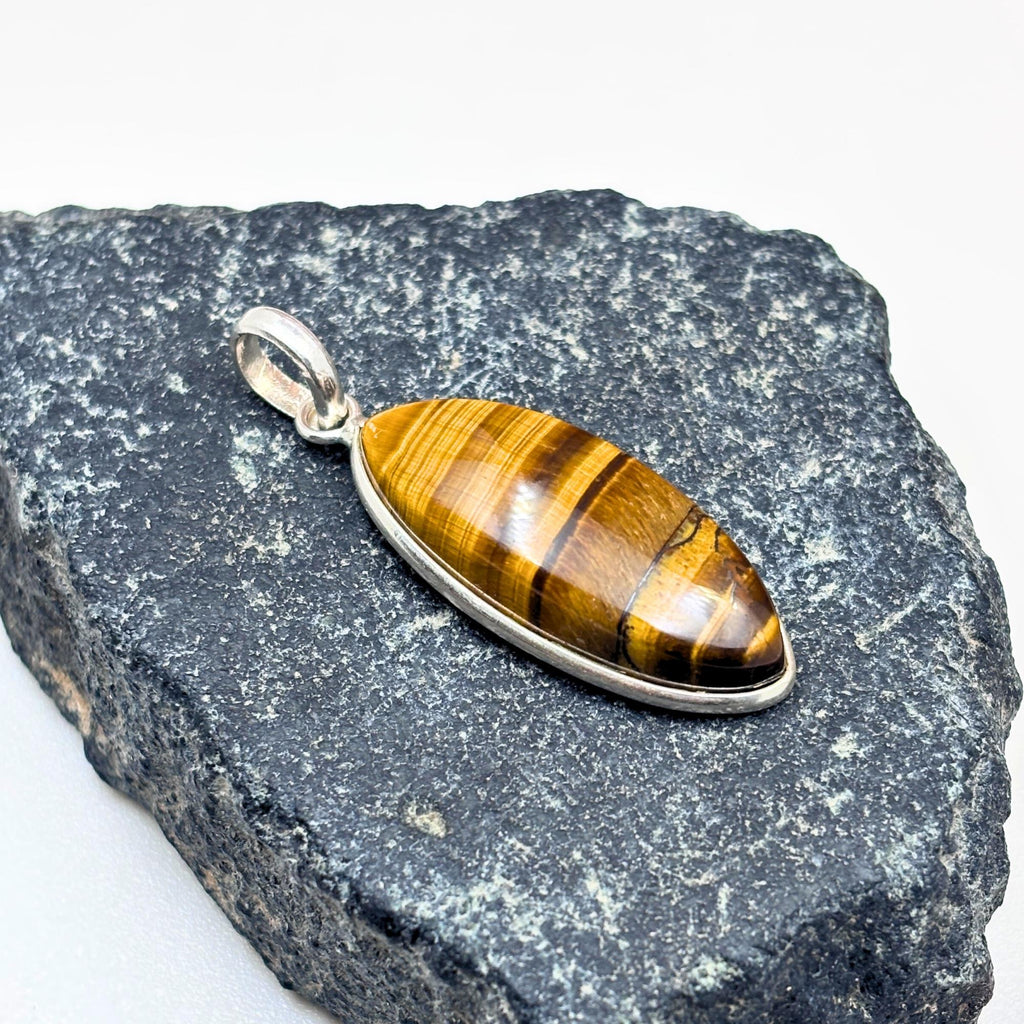 Tiger Eye Pendant Necklace, Handmade 925 Sterling Silver Necklace, Protection Jewelry, Healing Crystal Gift for Her