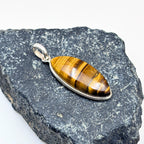 Tiger Eye Pendant Necklace, Handmade 925 Sterling Silver Necklace, Protection Jewelry, Healing Crystal Gift for Her