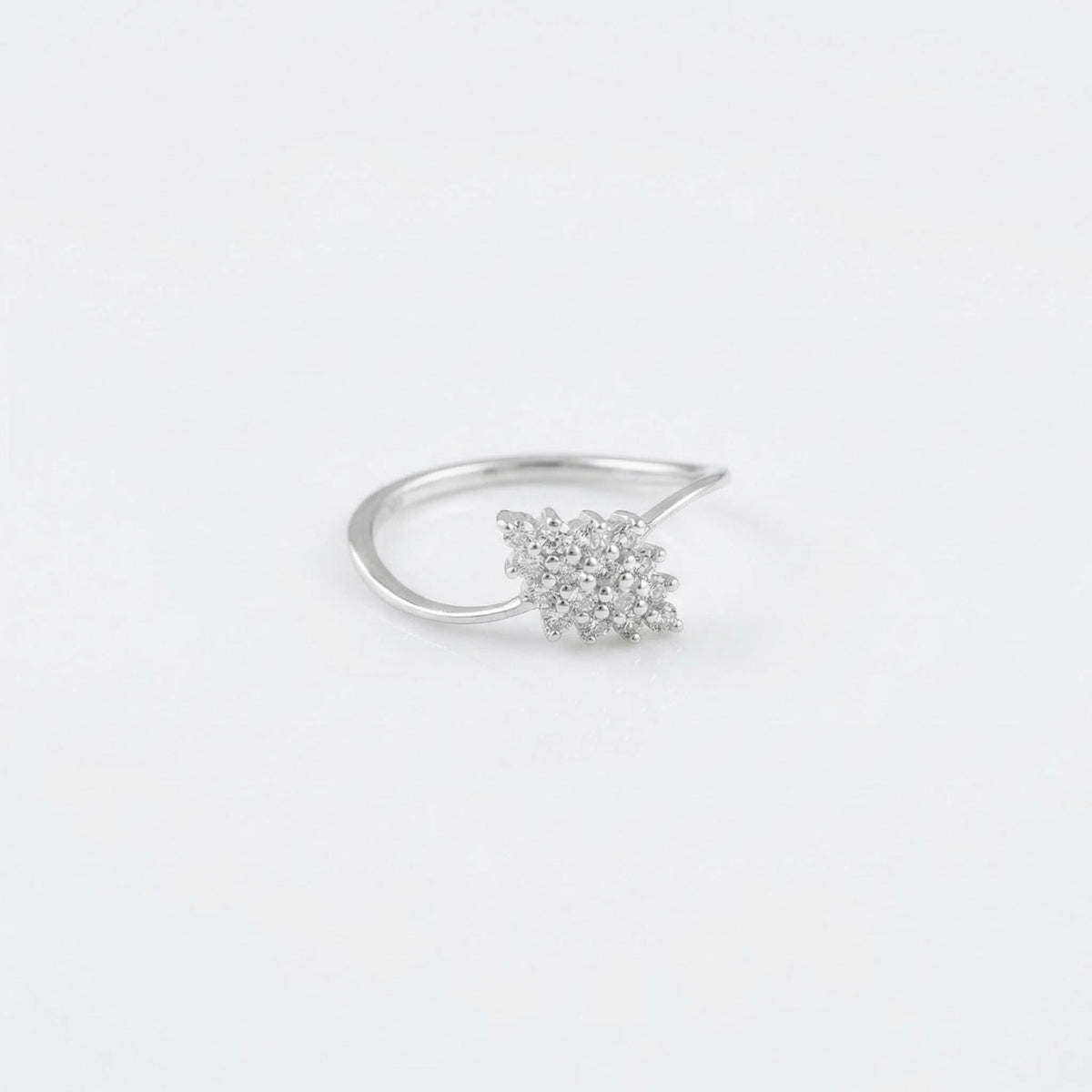 925 Sterling Silver CZ Starburst Ring, Pavé Cluster Band, Boho Stacking Jewelry