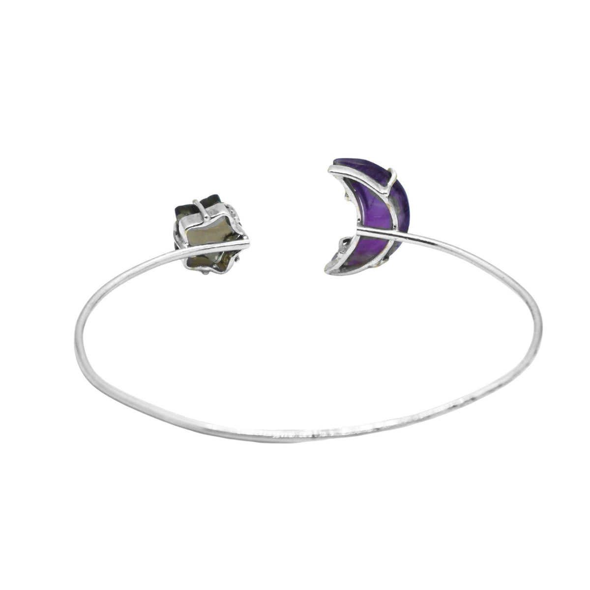 Natural Labradorite Fluorite Bangle | 925 Sterling Silver | Gemstone Bracelet | Handmade in Jaipur