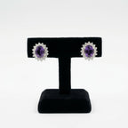 Amethyst CZ Stud Earrings 925 Sterling Silver | Oval Gemstone Studs | February Birthstone | Handmade Jewelry