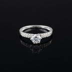 Sterling Silver CZ Solitaire Ring, Minimalist Engagement Band, Diamond Look Women's Jewelry