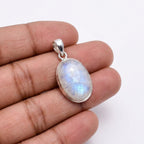 Oval Moonstone Pendant – Sterling Silver Boho Gemstone Necklace