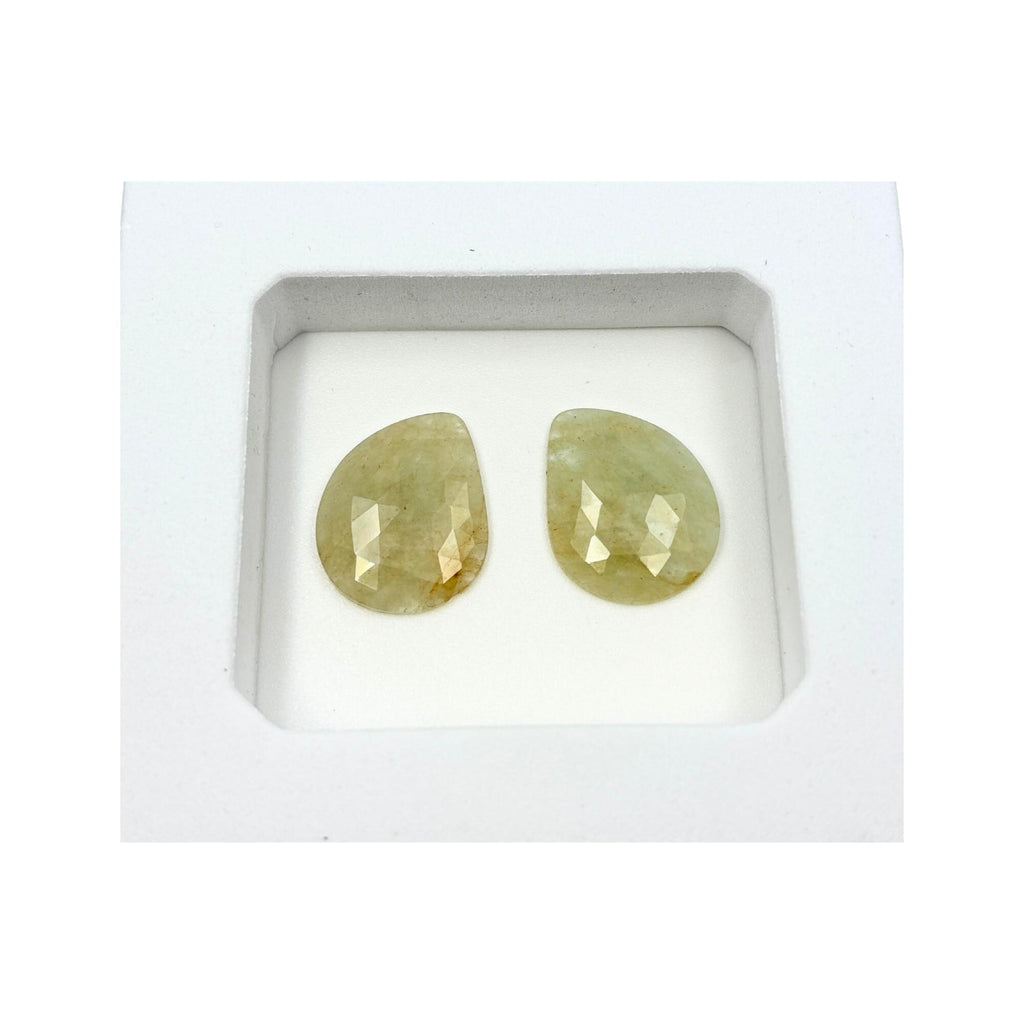 Untreated Sapphire Gemstone Slices: Rose Cut Pair, Flat Back