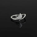 Sterling Silver CZ Fin Ring, Pavé Crescent Bypass Band, Boho Stacker Jewelry