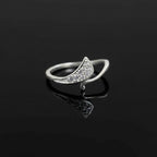 Sterling Silver CZ Fin Ring, Pavé Crescent Bypass Band, Boho Stacker Jewelry