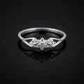 Sterling Silver Triple Flower Cluster Ring • Cubic Zirconia Nature Band