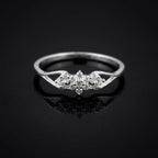 Sterling Silver Triple Flower Cluster Ring • Cubic Zirconia Nature Band