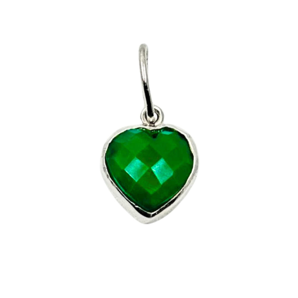 Green Onyx Heart Pendant – Faceted 925 Sterling Silver Charm