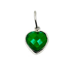 Green Onyx Heart Pendant – Faceted 925 Sterling Silver Charm