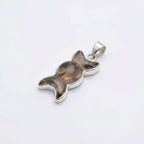 Triple Moon Smoky Quartz Sterling Silver Pendant - Mystical Triple Goddess Phase