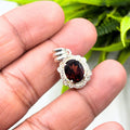 Garnet CZ Halo Pendant in 925 Sterling Silver – Vintage Style Oval Red Gemstone Necklace, January Birthstone Jewelry Gift for Her