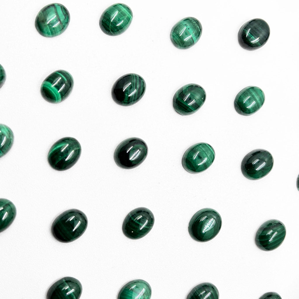 Malachite Oval Cabochons - AAA Grade, 10x8mm, Pack of 5