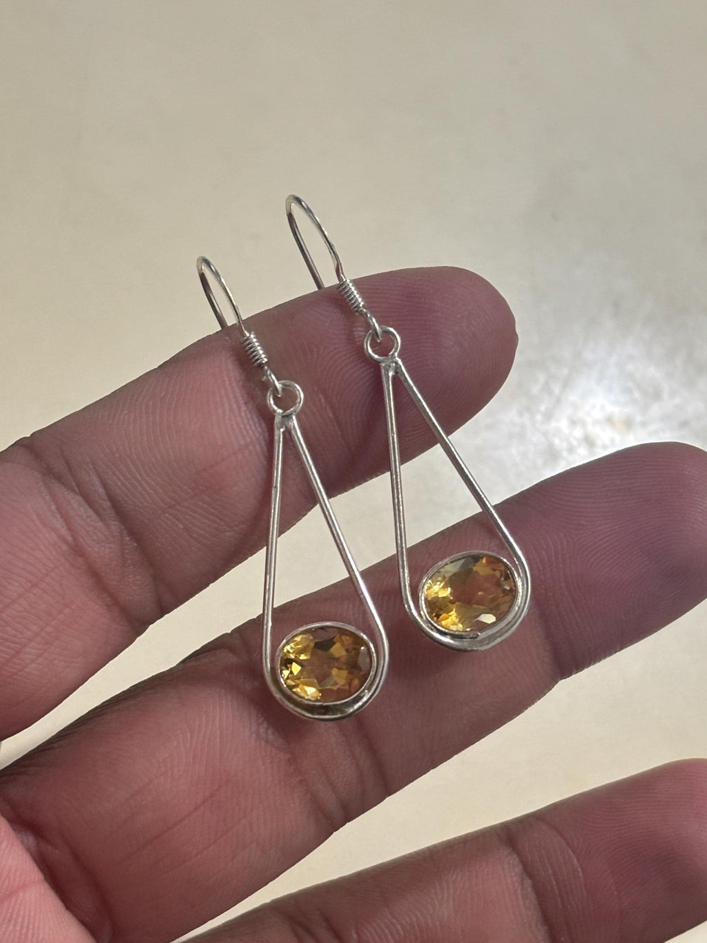 Citrine Drop Earrings 925 Sterling Silver | Oval Gemstone Dangle | November Birthstone | Handmade Jewelry