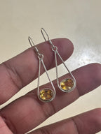 Citrine Drop Earrings 925 Sterling Silver | Oval Gemstone Dangle | November Birthstone | Handmade Jewelry