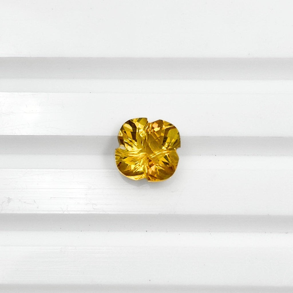 Natural Citrine Gemstone Pair, Flower Cut, Faceted Golden Yellow Loose Stones