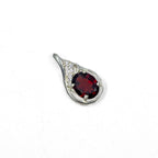 Garnet Oval CZ Pendant in 925 Sterling Silver – Deep Red January Birthstone Necklace, Elegant Gemstone Jewelry Gift for Her