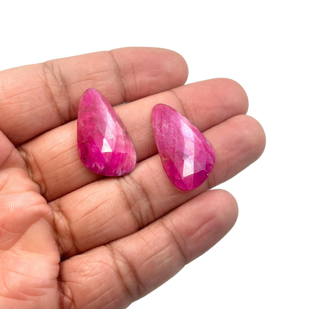 Rose Cut Sapphire Slices: Natural Untreated Gemstone Pair