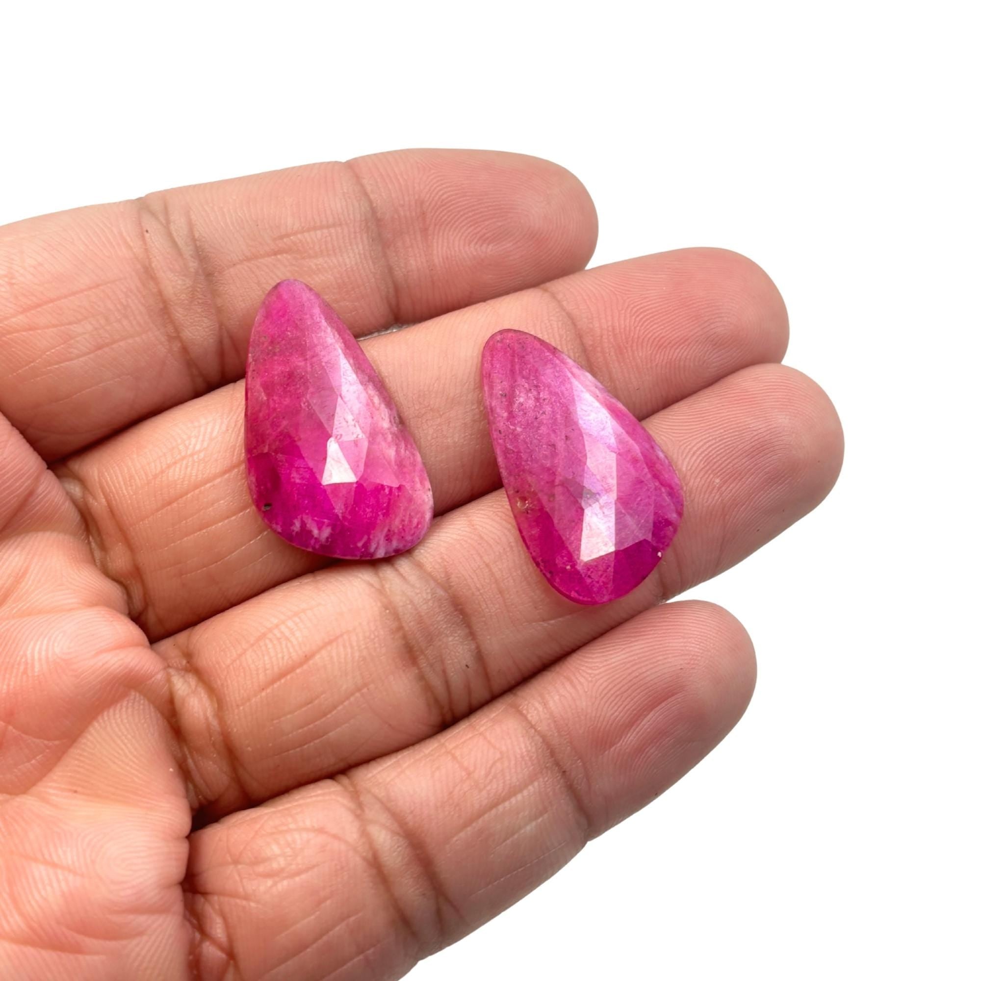 Rose Cut Sapphire Slices: Natural Untreated Gemstone Pair