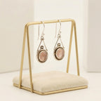 Rose Quartz Oval Drop Earrings | Sterling Silver, Love Stone, Handmade Jewelry