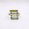 Raw Green Tourmaline Bar Ring: Sterling Silver October Birthstone