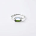 Raw Green & Blue Tourmaline Sterling Silver Ring: Modern Stacking Jewelry